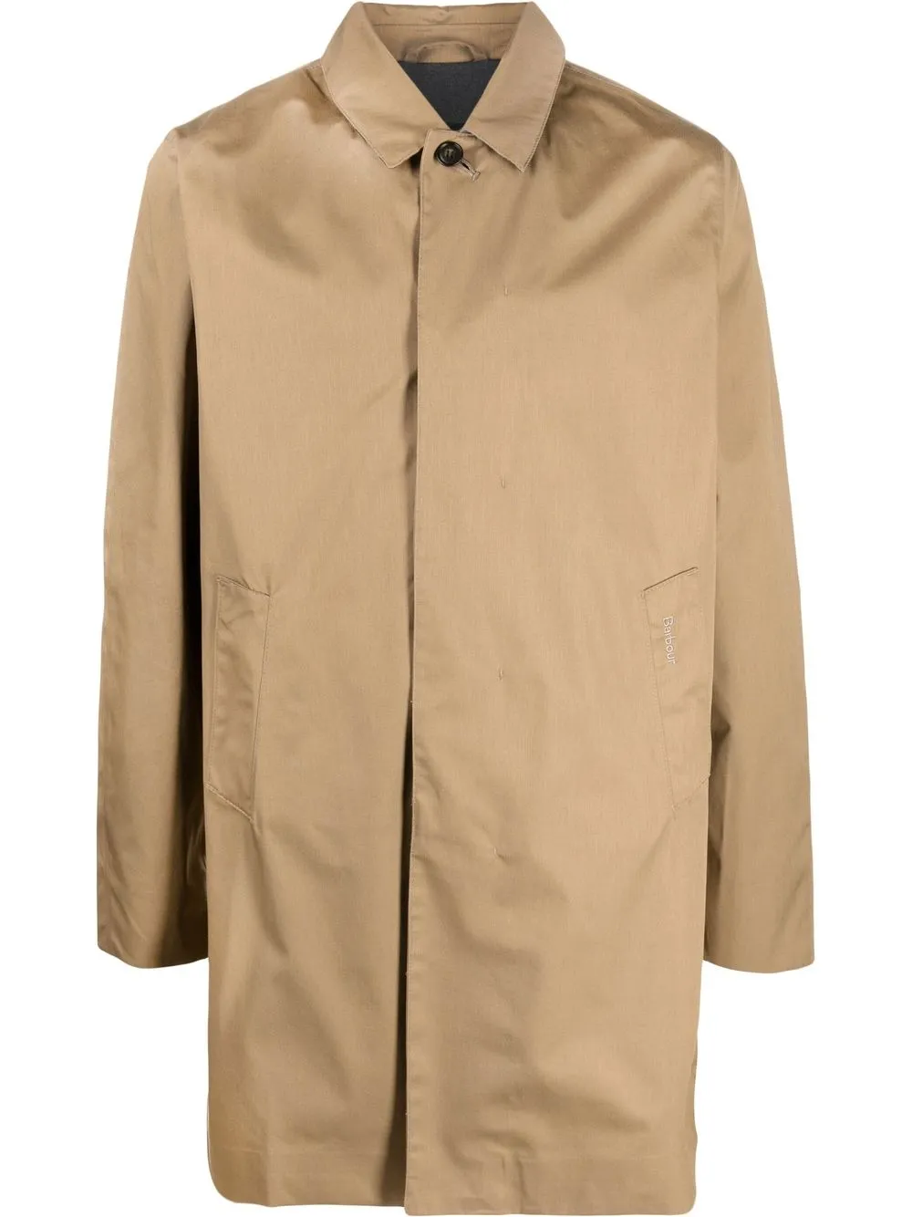 

Barbour embroidered-logo single-breasted coat - Marrón