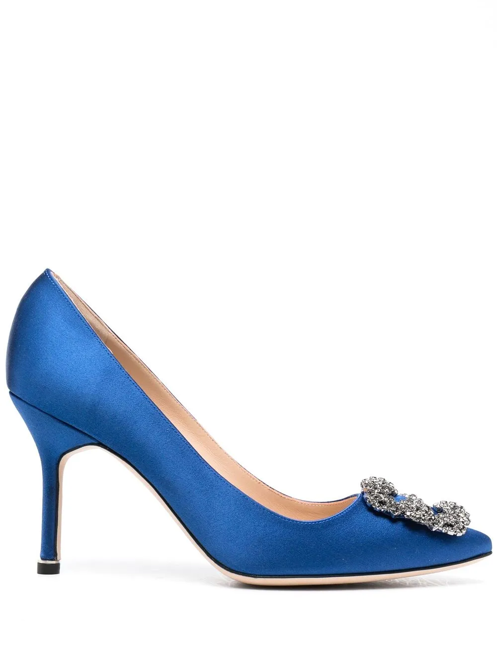 

Manolo Blahnik 90mm crystal-embellished satin pumps - Blue