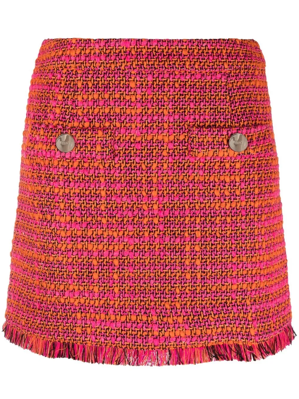 

LIU JO fringe-trim tweed skirt - Pink