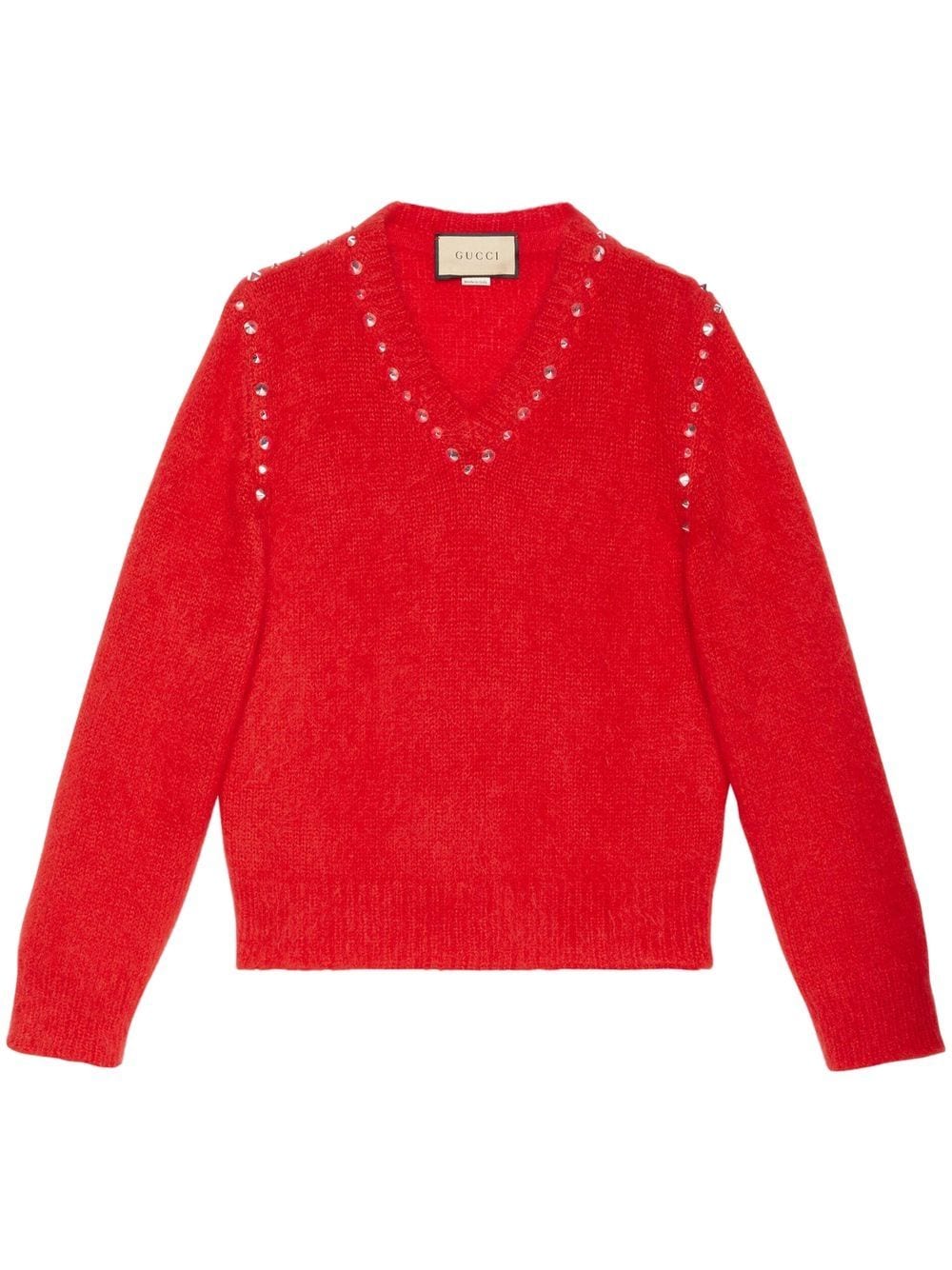 Gucci Mohair Studded Jumper In Red