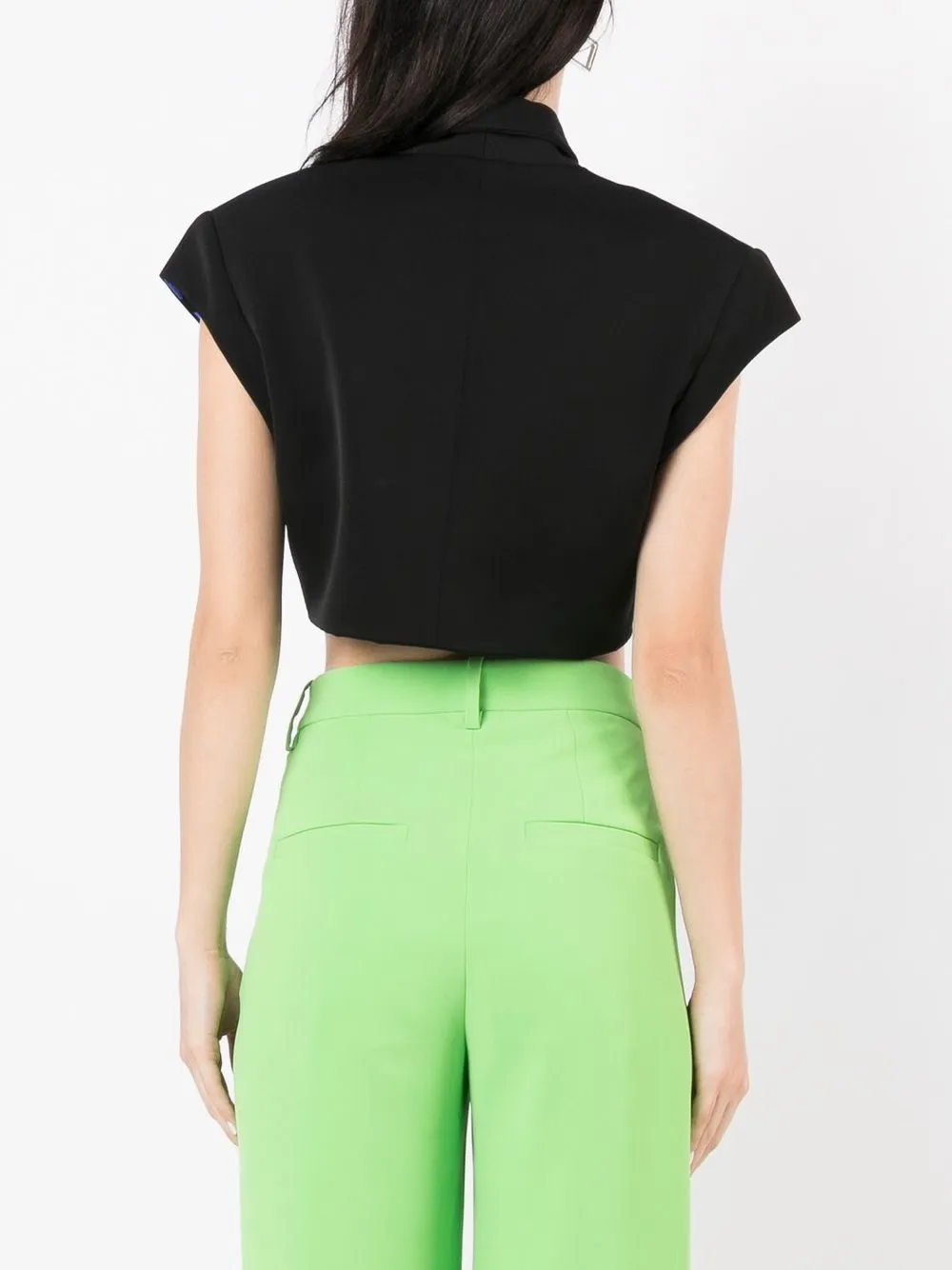 Gloria Coelho Abstract-print Cropped Jacket In Black