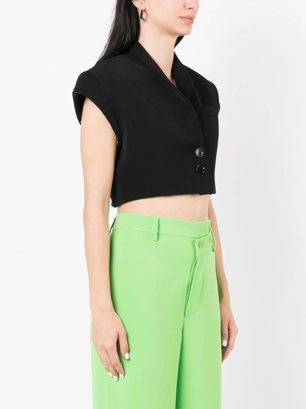 Gloria Coelho Abstract-print Cropped Jacket In Black
