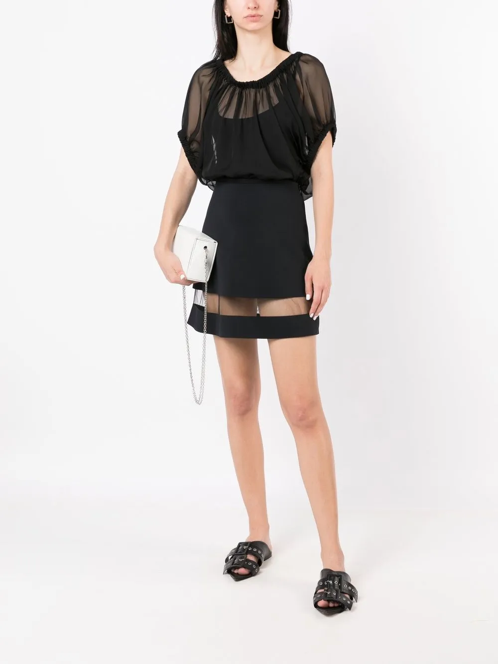 Gloria Coelho Tulle-panel A-line Skirt In Black