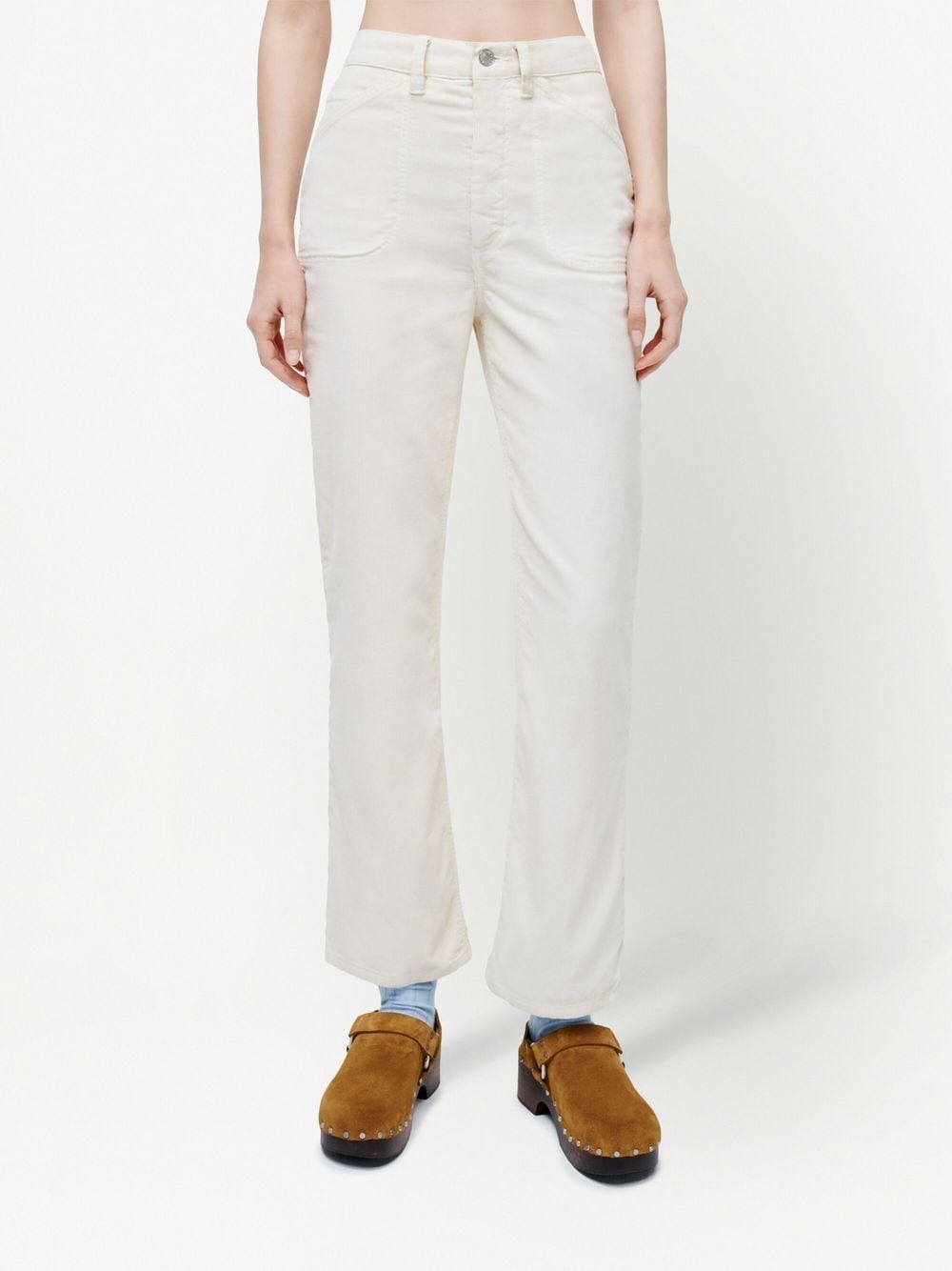 Shop Re/done Flared Cropped Corduroy Trousers In White