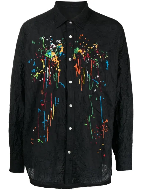 Mostly Heard Rarely Seen crinkle paint-embroidered shirt 