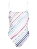 Missoni stripe-print backless swimsuit - White