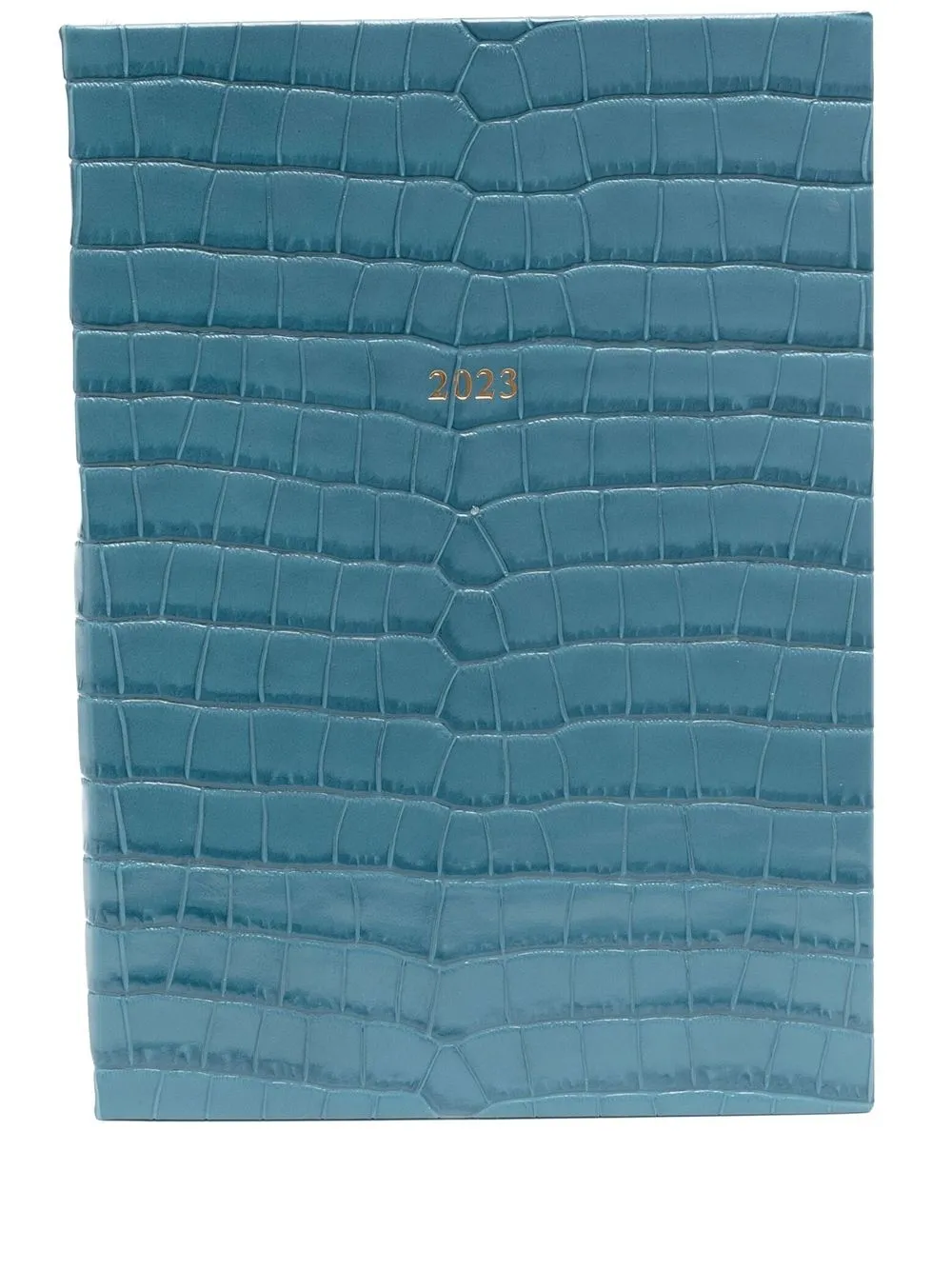 

Aspinal Of London crocodile-effect leather 2023 A5 diary - Blue