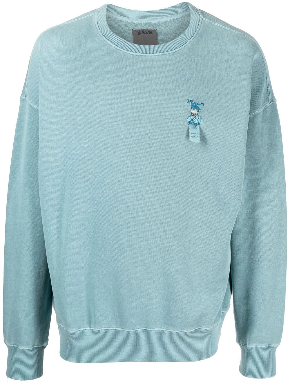 Musium Div. Embroidered-logo Crew-neck Sweatshirt In Blau