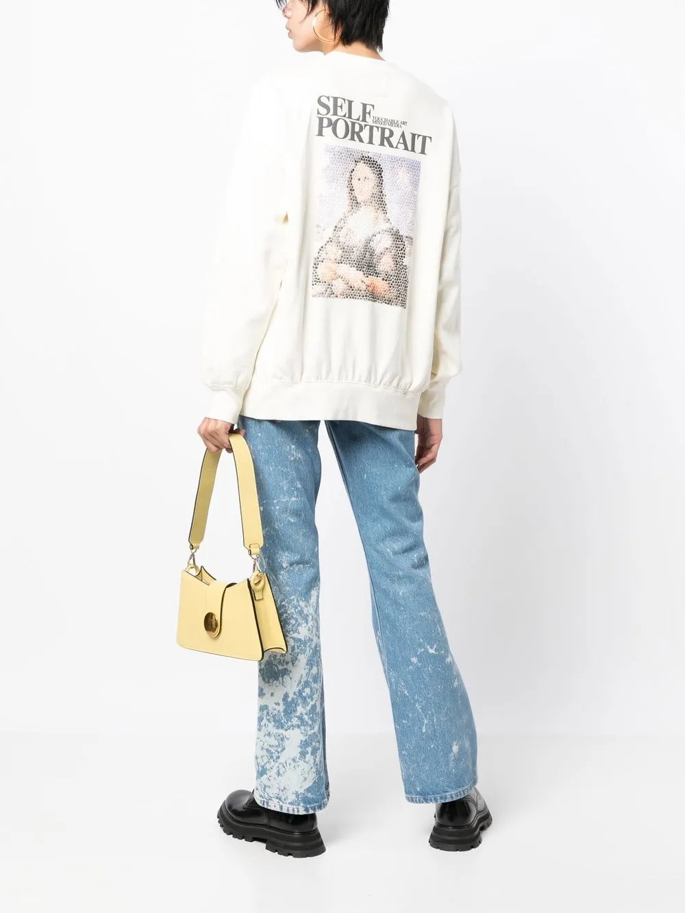 Musium Div. Sweater met geborduurde tekst - Wit