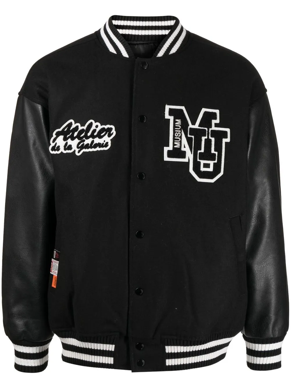 

Musium Div. logo-patch striped jacket - Negro