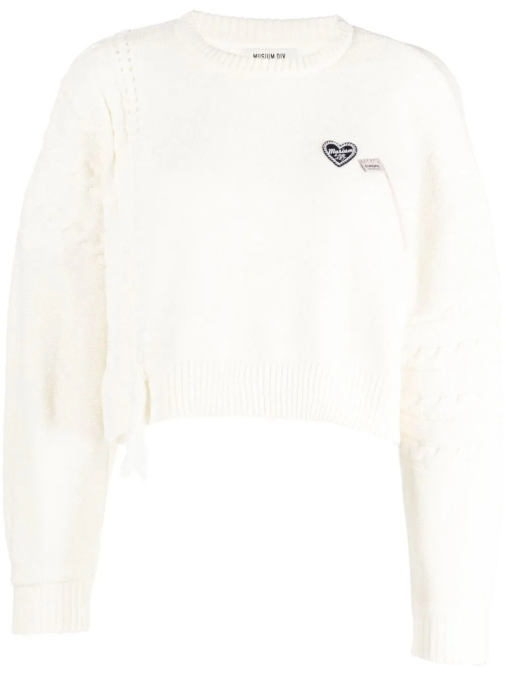 

Musium Div. logo-patch cropped jumper - White