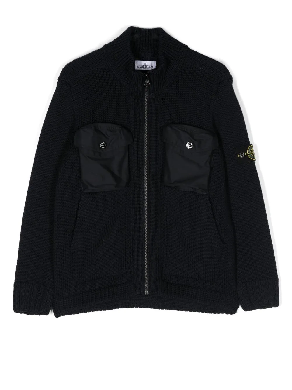 

Stone Island Junior logo-patch zip-up bomber jacket - Blue