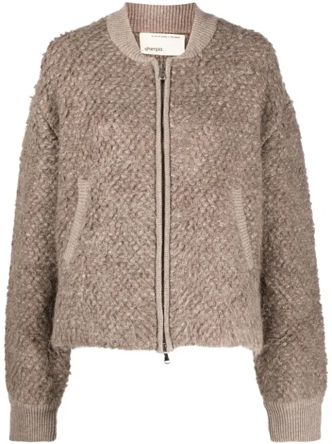 SHERPA chunky-knit zip-up bomber jacket