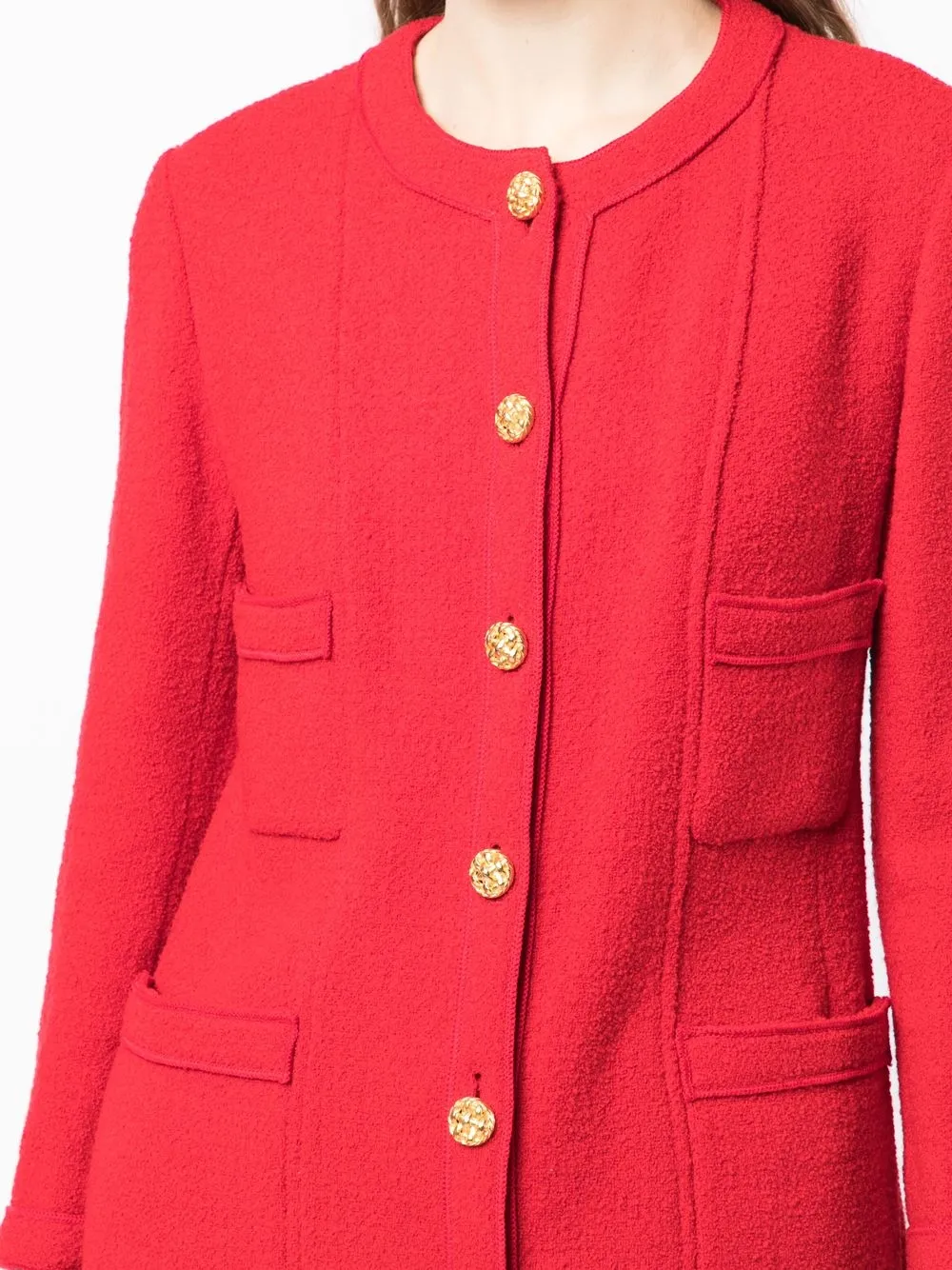 Pre-owned Chanel Round-neck Jacket In Red