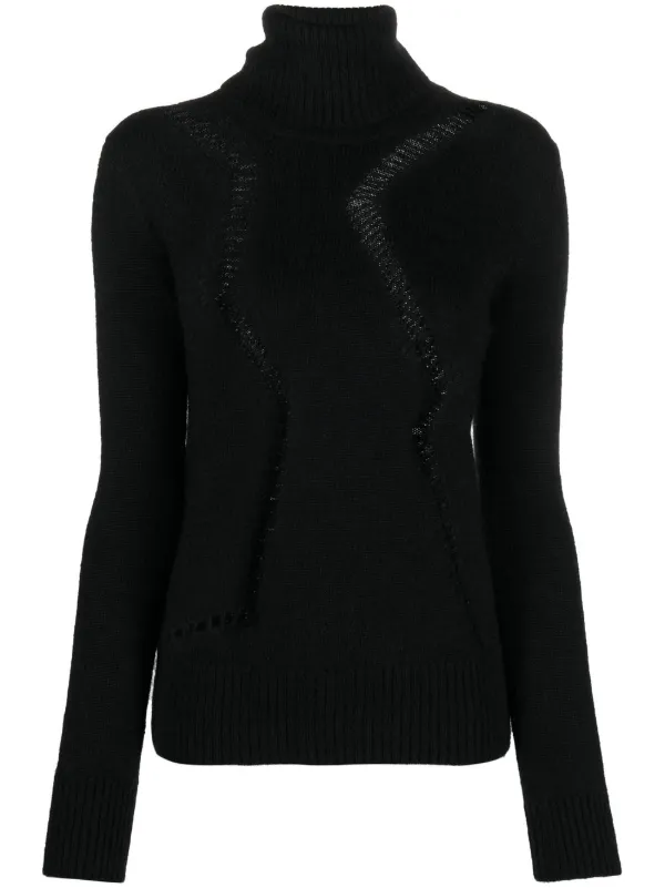 Saint Laurent Cut-out Roll-neck Jumper in Black