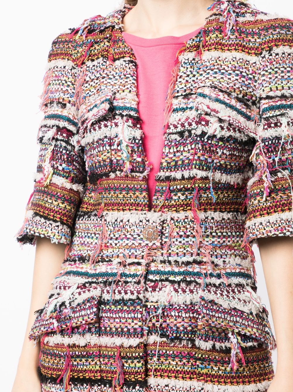 CHANEL frayed tweed coat Women