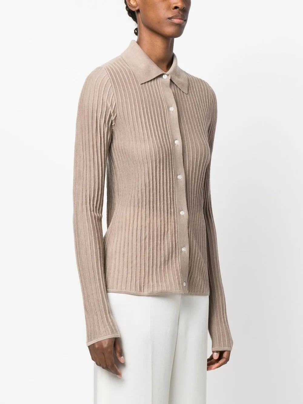  Co Gerippter Cardigan Aus Kaschmir   Braun 