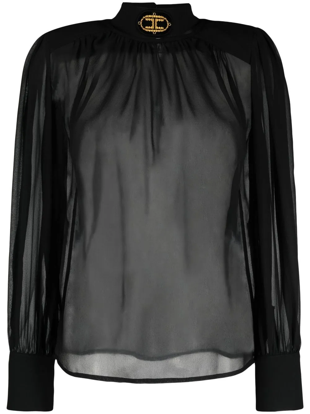 

Elisabetta Franchi blusa con parche del logo - Negro