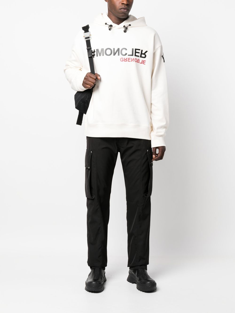 Moncler Grenoble Hoodie met logoprint - Beige