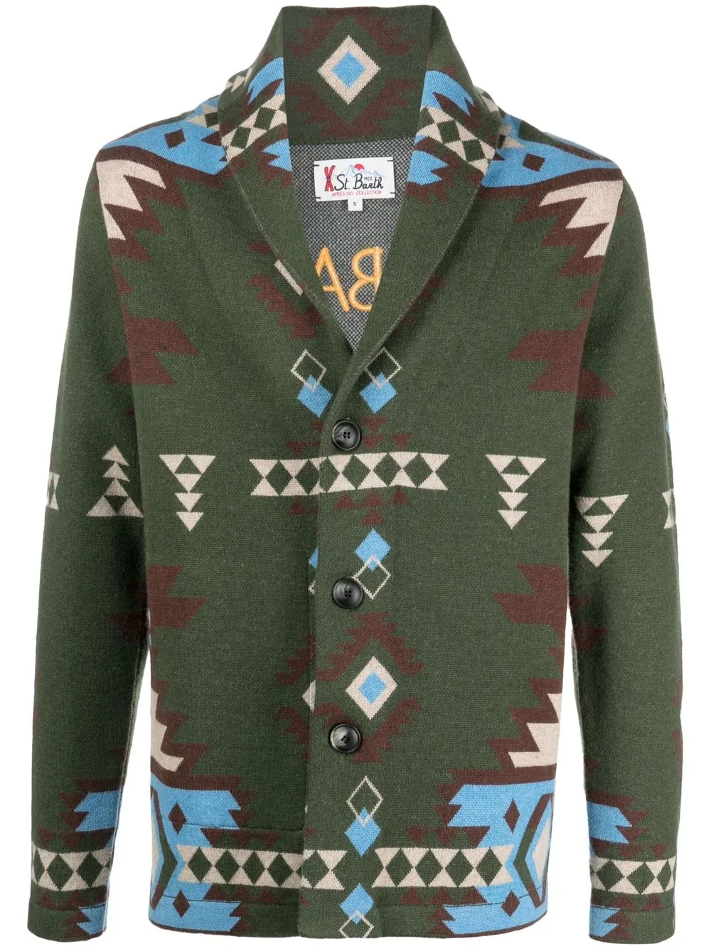 

MC2 Saint Barth patterned intarsia-knit cardigan - Green