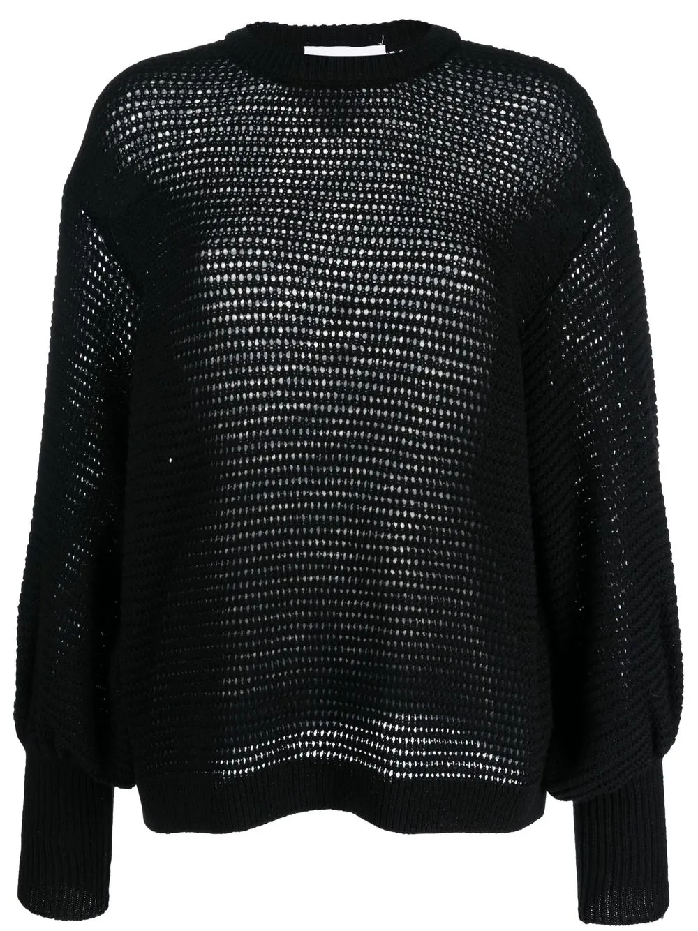 

Nude open-knit crew-neck jumper - Black