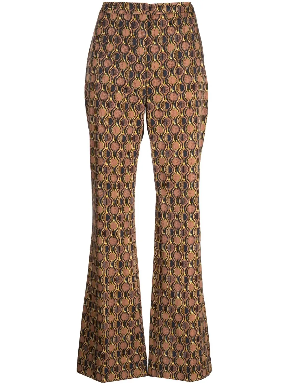 

Prada Pre-Owned geometric-patterned flared trousers - Brown