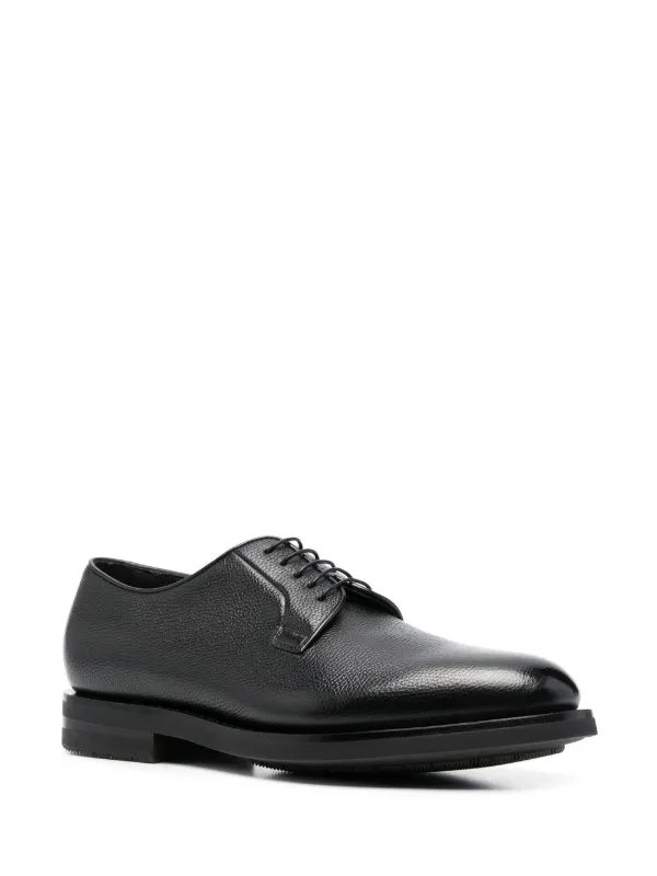 Santoni almond-toe Leather Derby Shoes Black FARFETCH JO
