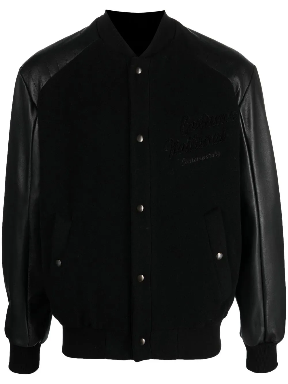 

costume national contemporary felted-panels leather jacket - Black