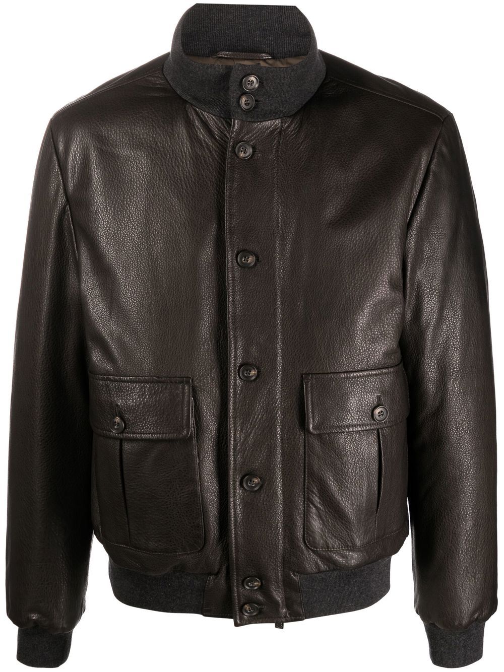 Corneliani leather bomber jacket - Green