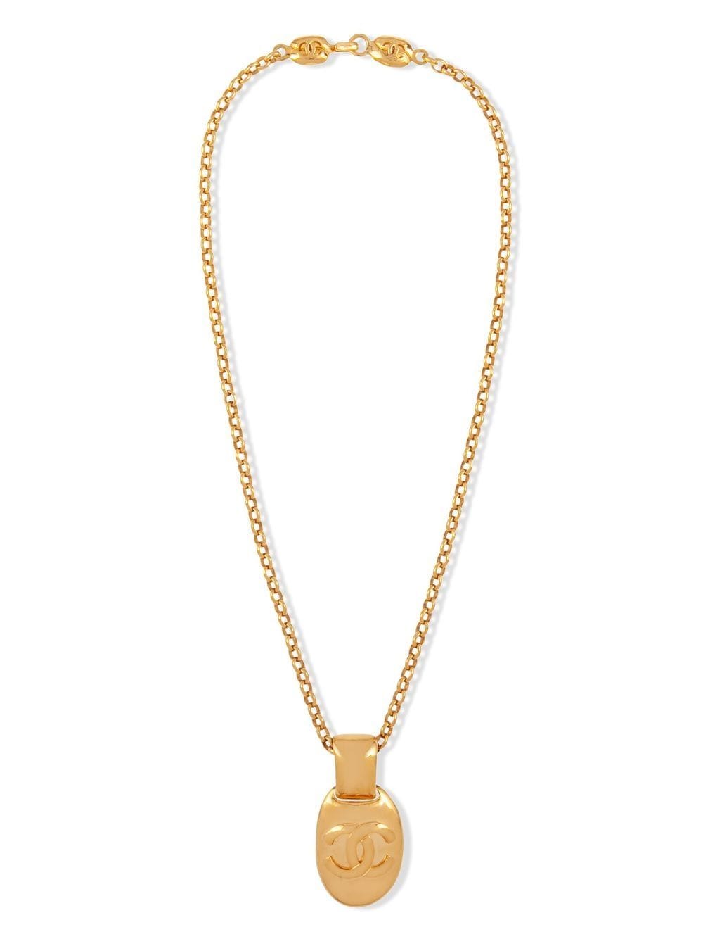 Gold Metal CC Pendant Chain Necklace, 1997