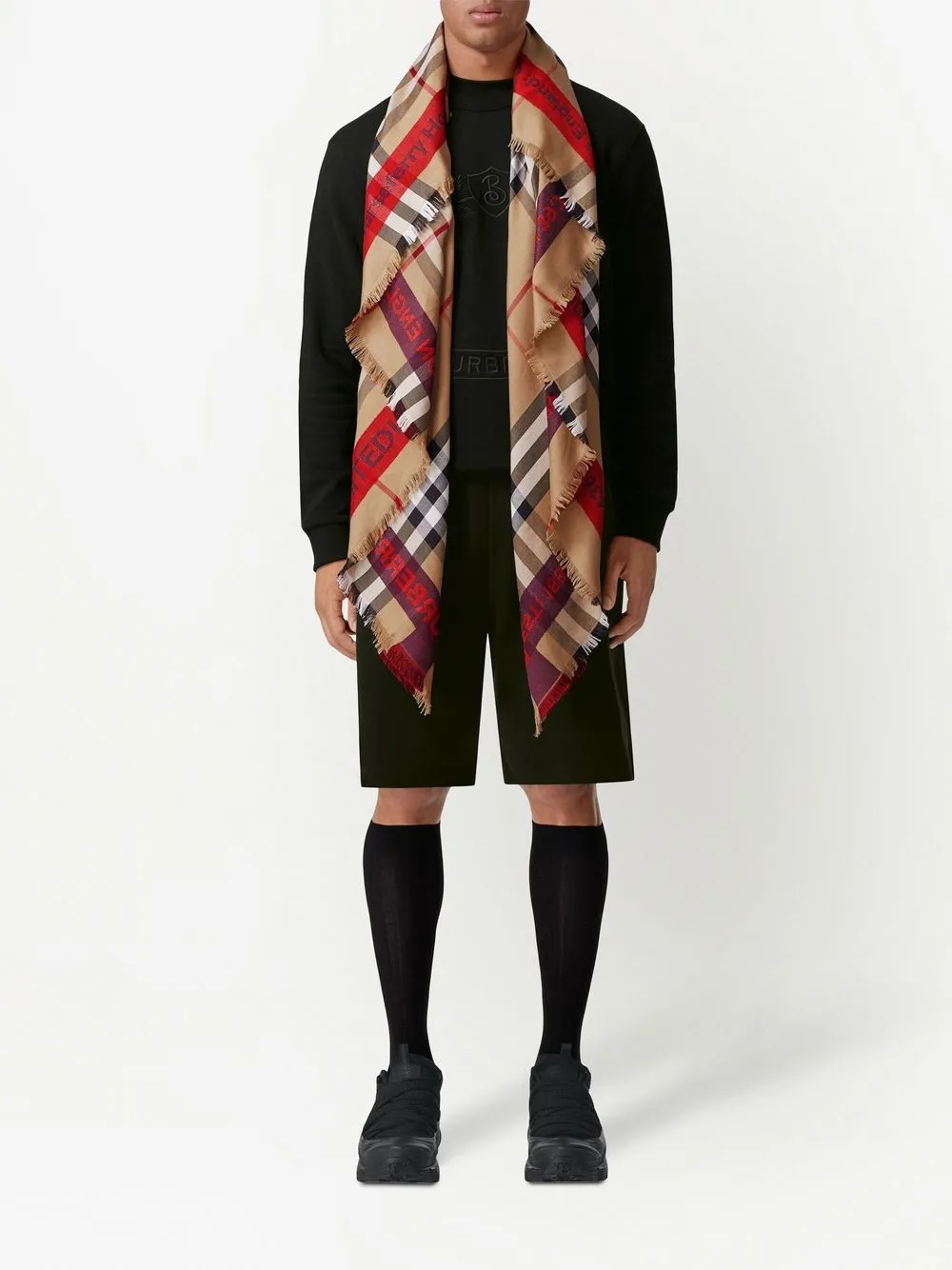 Burberry Montage Print Silk Wool Scarf In Neutrals