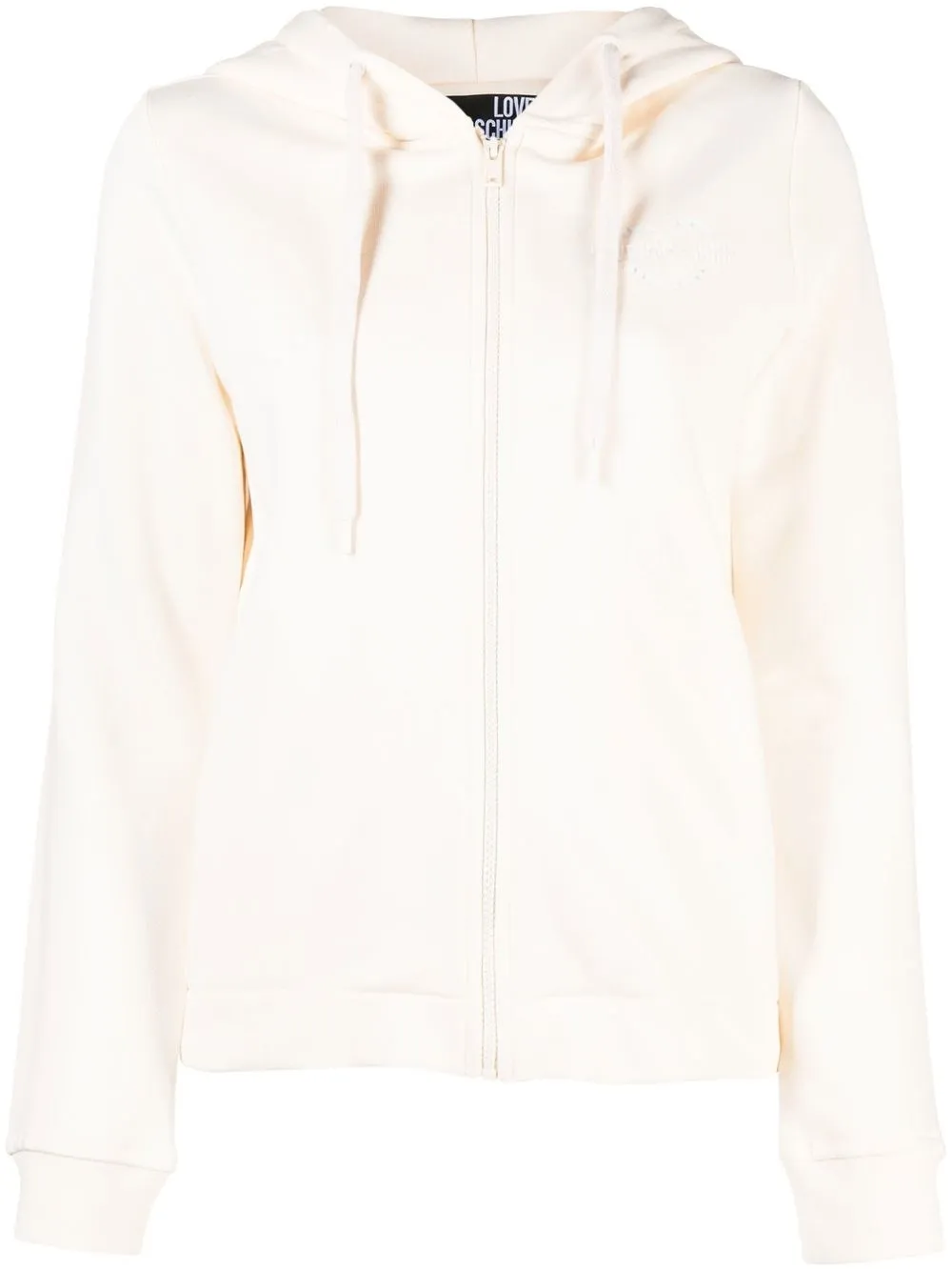 

Love Moschino logo-print zipped drawstring hoodie - Neutrals