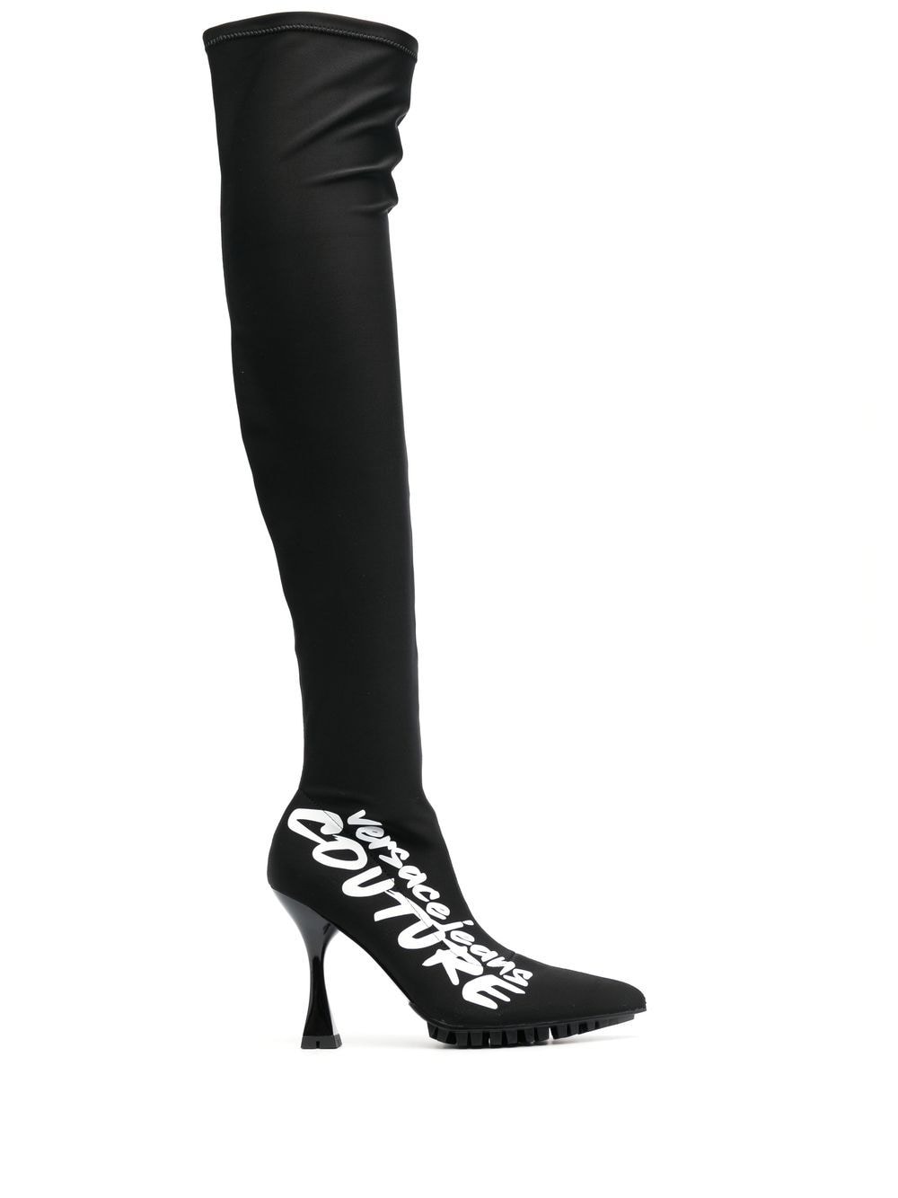 VERSACE JEANS COUTURE FLAIR LOGO THIGH-HIGH BOOTS