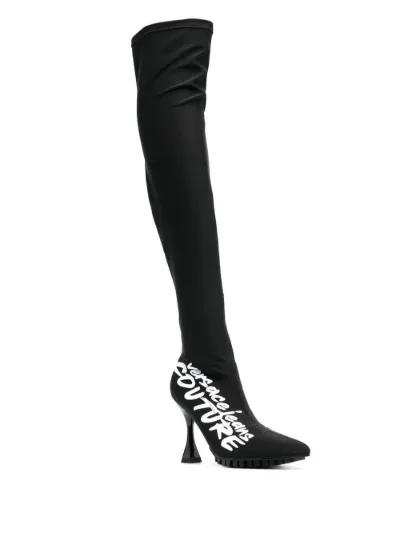 Flair logo thigh-high boots | Versace 