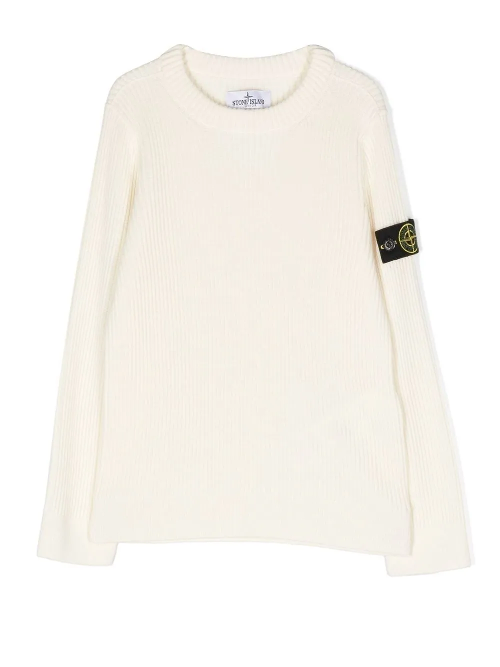 Stone Island Ribbed-knit Long-sleeve Sweater In Neutrals