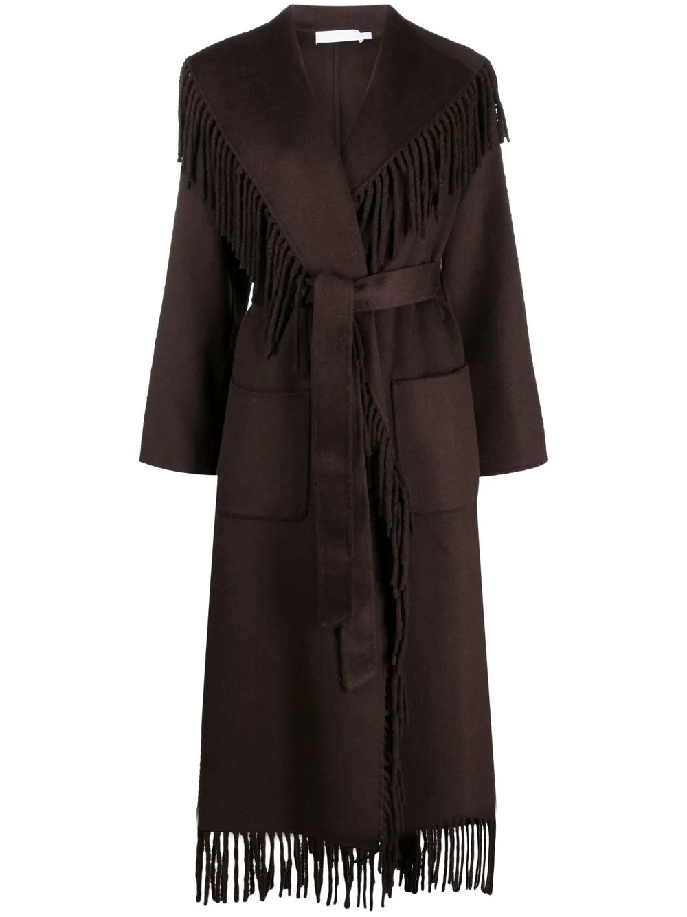 

Jonathan Simkhai fringed belted coat - Brown