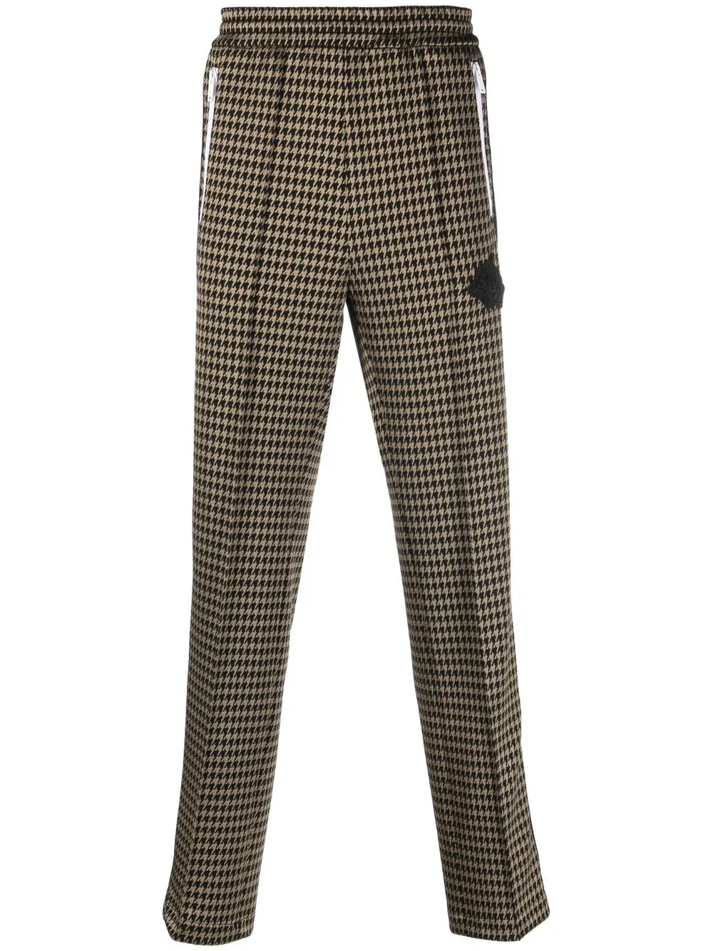 

Just Cavalli logo-tape houndstooth-pattern track pants - Gold