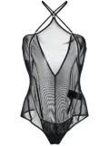 KNWLS Celest semi-sheer halterneck body - Black