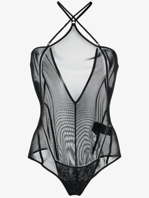 KNWLS Celest semi-sheer halterneck body