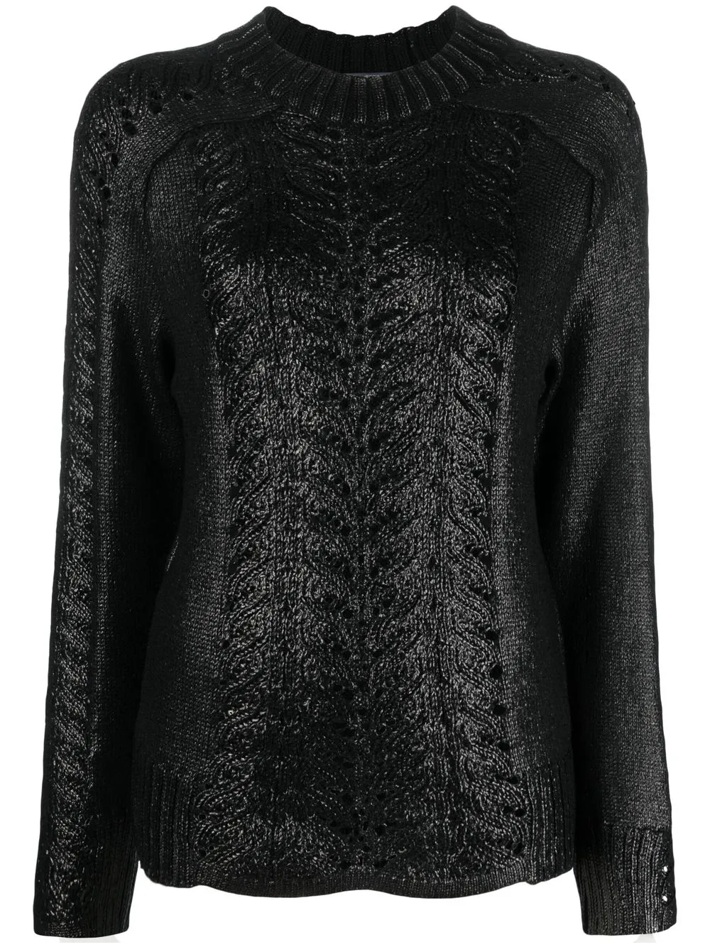 

Alberta Ferretti waxed cable-knit sweater - Black