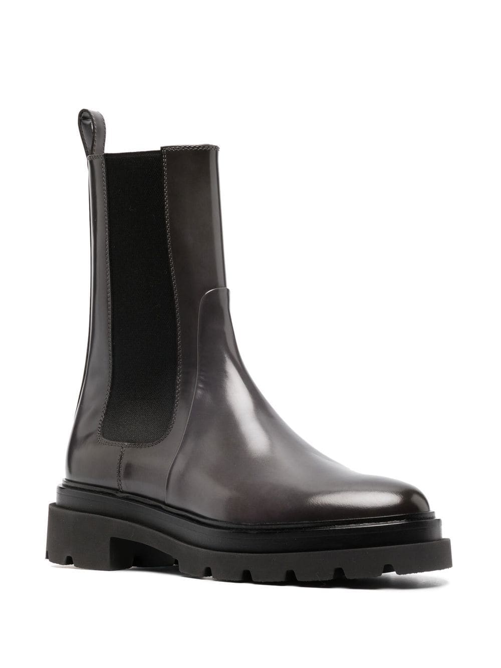 Shop Santoni Patent-finish Chelsea Boots In Grau