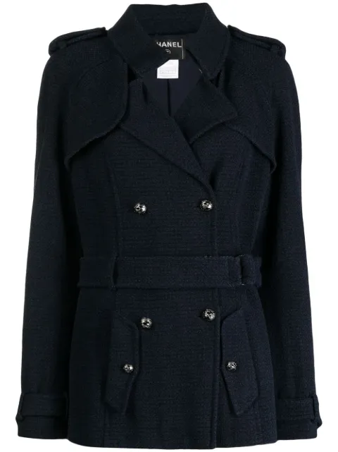CHANEL Pre-Owned gabardina corta con cinturón