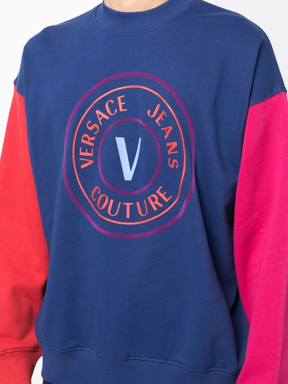 Versace jeans couture logo print colour block sweatshirt farfetch