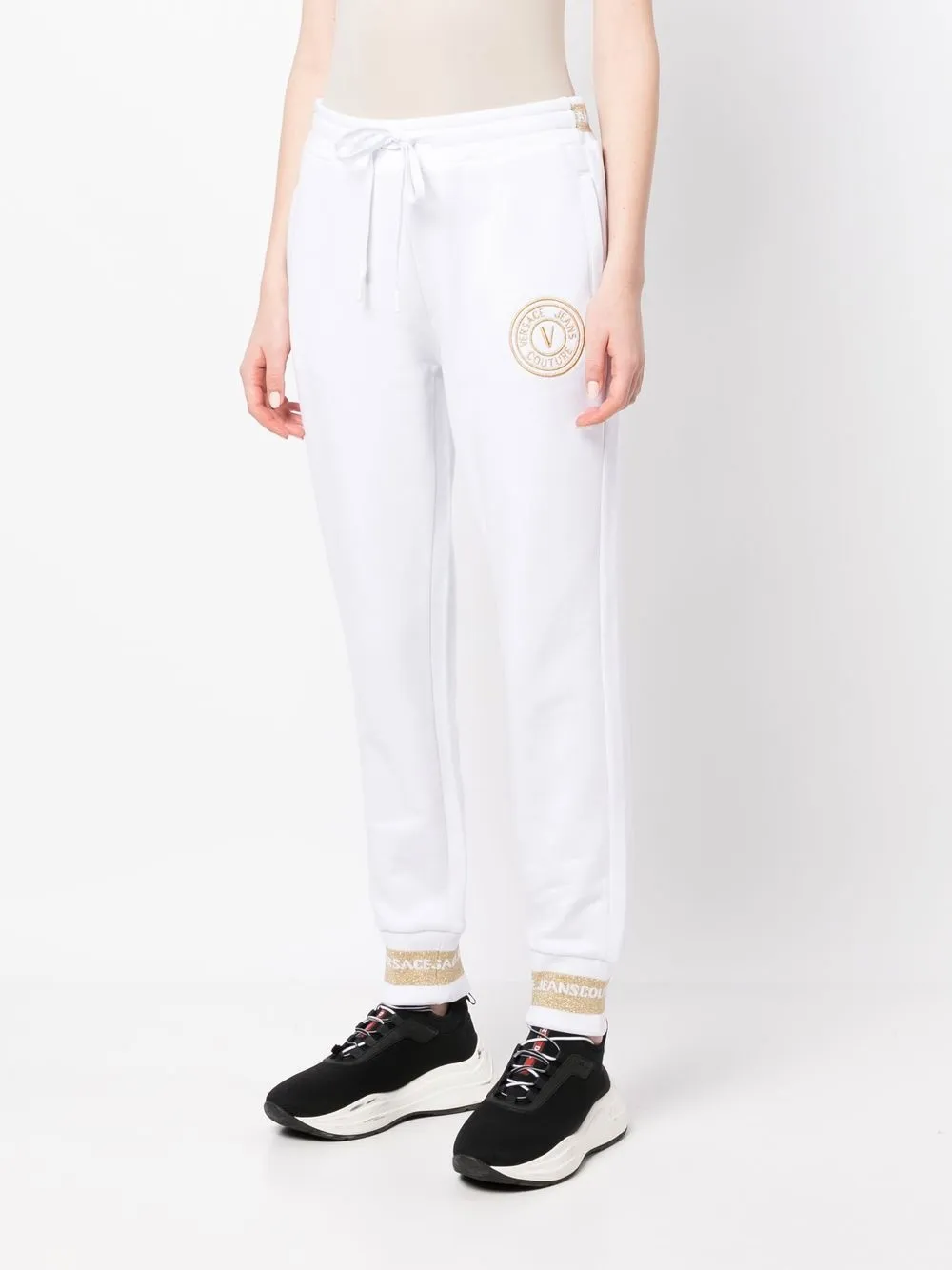 VERSACE JEANS COUTURE EMBROIDERED-LOGO TRACK TROUSERS