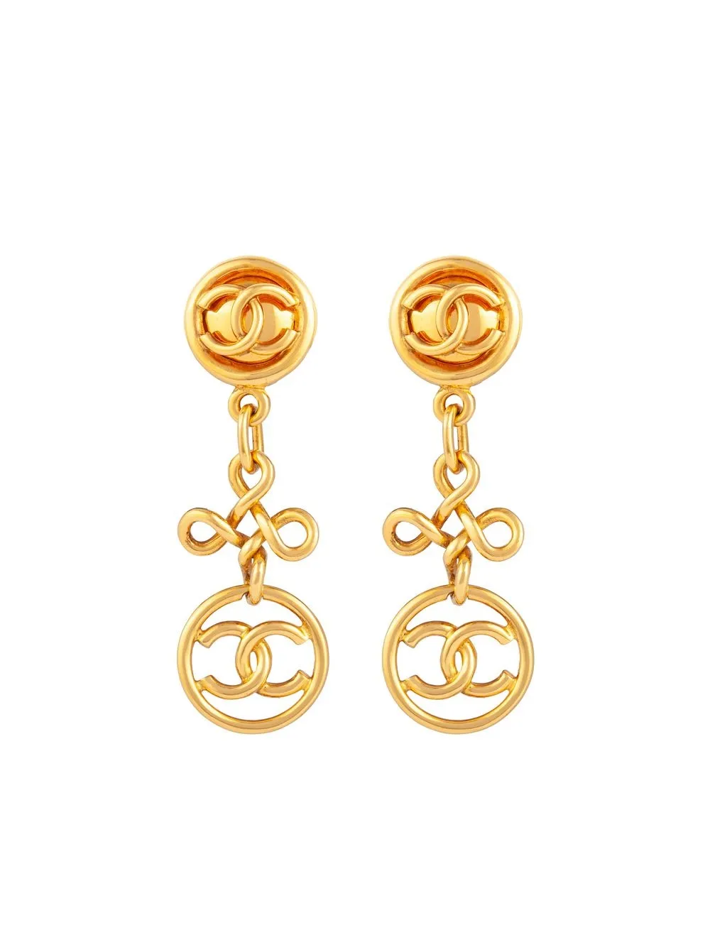 Chanel Vintage Gold Metal Micro Pearls CC Logo Clip On Earrings For Sale at  1stDibs