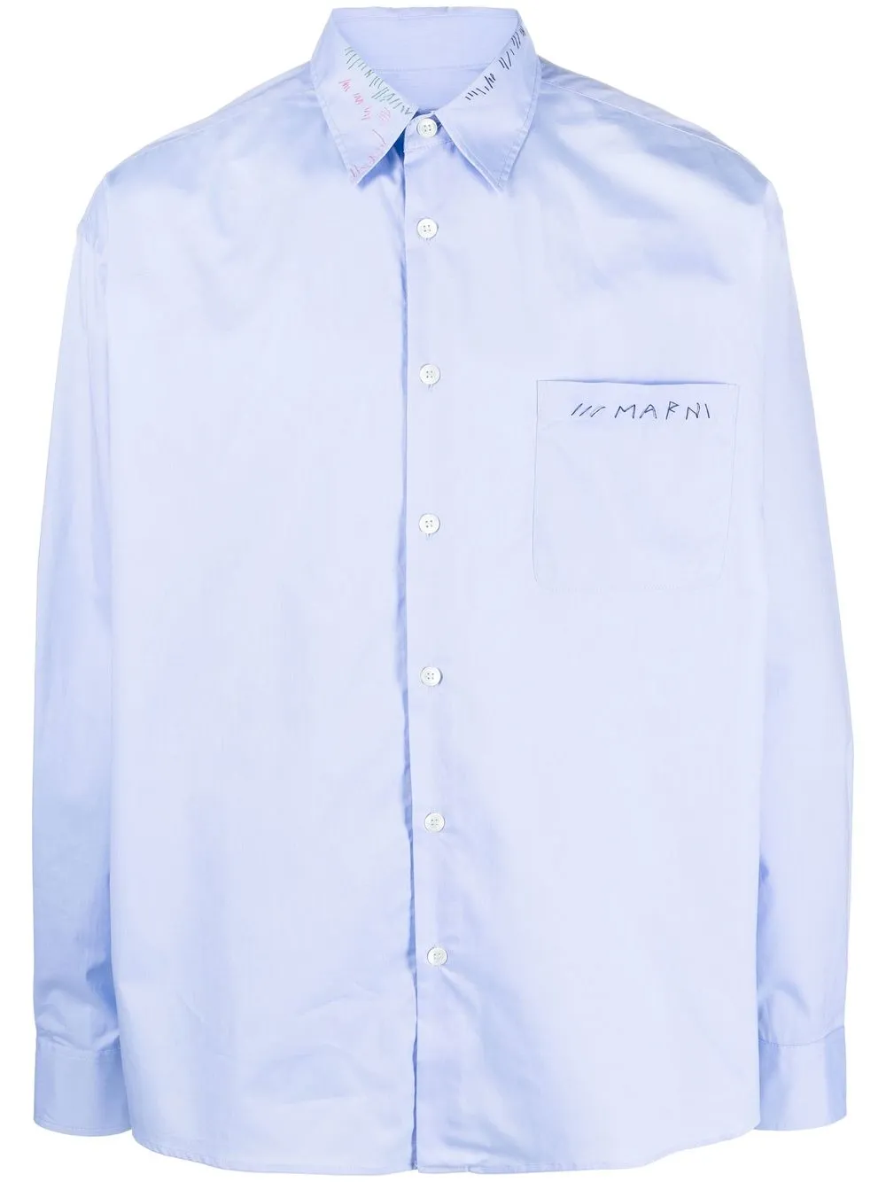 

Marni embroidered-logo button-up shirt - Azul
