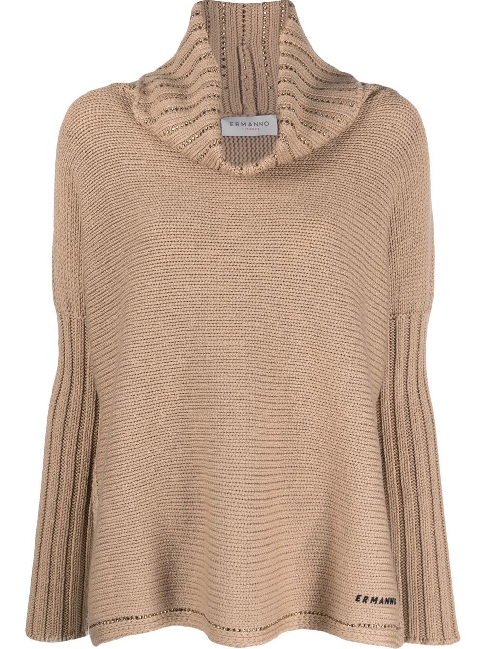 

ERMANNO FIRENZE rhinestone-detail funnel-neck jumper - Neutrals