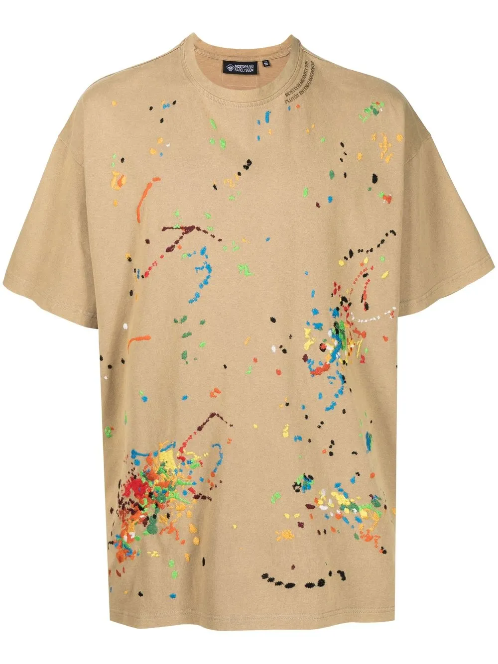 Mostly Heard Rarely Seen Paint-embroidered Cotton T-shirt In Brown