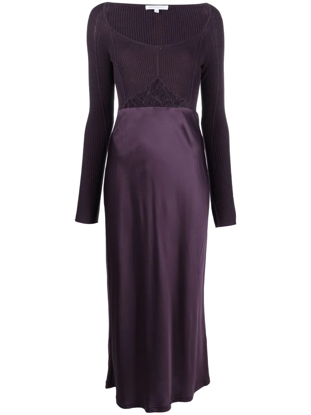 

Patrizia Pepe lace-detail long-sleeve midi dress - Purple