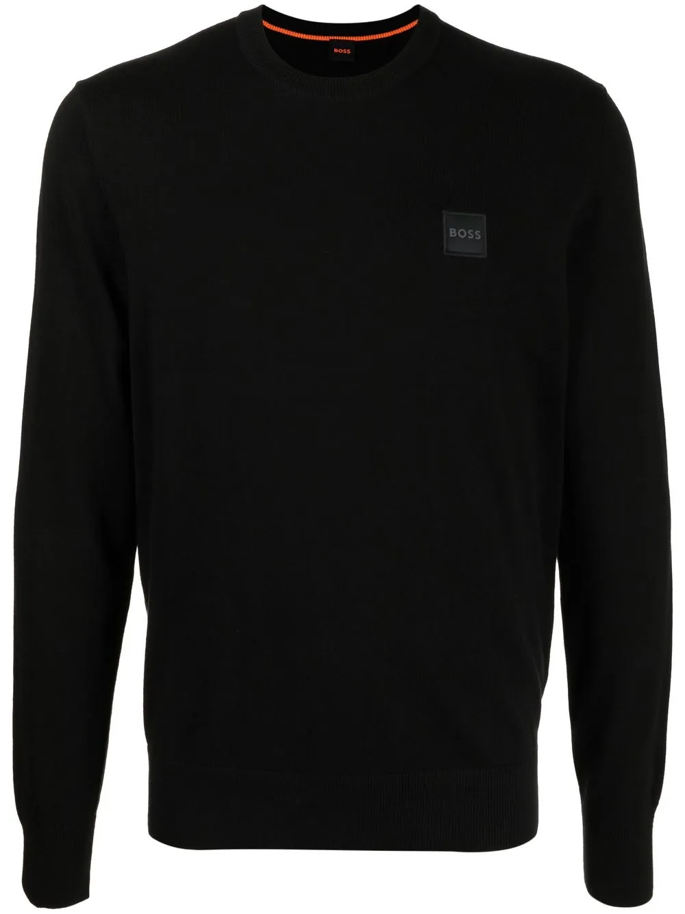 

BOSS logo-plaque crew-neck knitted sweater - Black